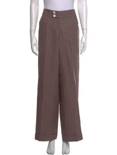 Pre-owned Bogner Linen Wide Leg Pants In Brown
