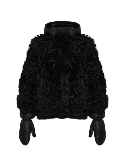 Bogner Liz Shearling Hooded Jacket In Black