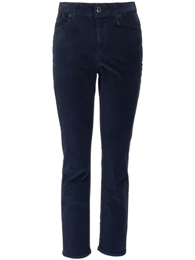 Bogner Logo-appliqué Velvet Trousers In Blue