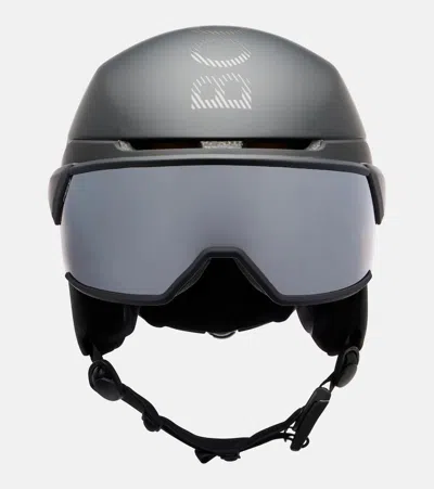 Bogner Logo Leather-trimmed Ski Helmet In Black