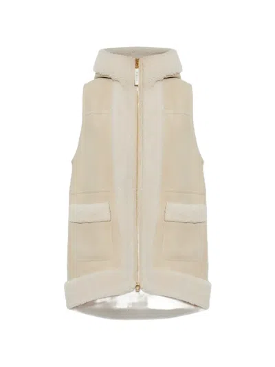 Bogner Lona Shearling-trim Hooded Gilet In Gray
