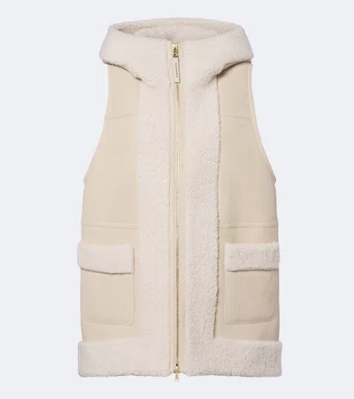 Bogner Lonal Shearling-trimmed Suede Ski Vest In Neutral
