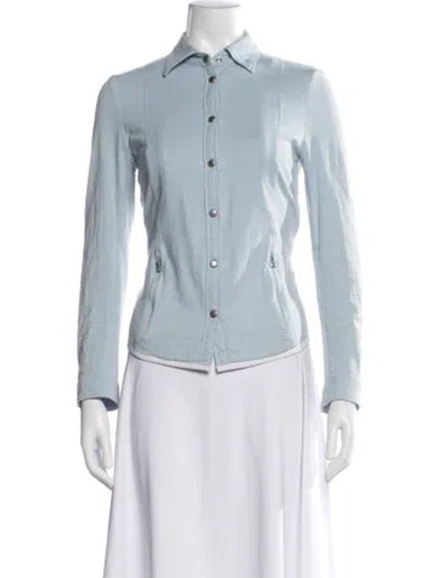 Pre-owned Bogner Long Sleeve Button-up Top In Blue