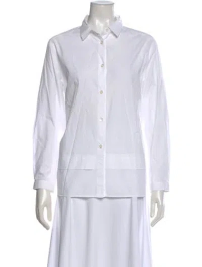 Pre-owned Bogner Long Sleeve Button-up Top In White