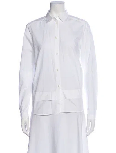 Pre-owned Bogner Long Sleeve Button-up Top In White