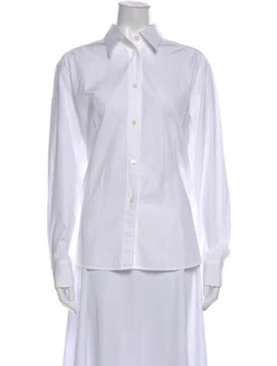 Pre-owned Bogner Long Sleeve Button-up Top In White