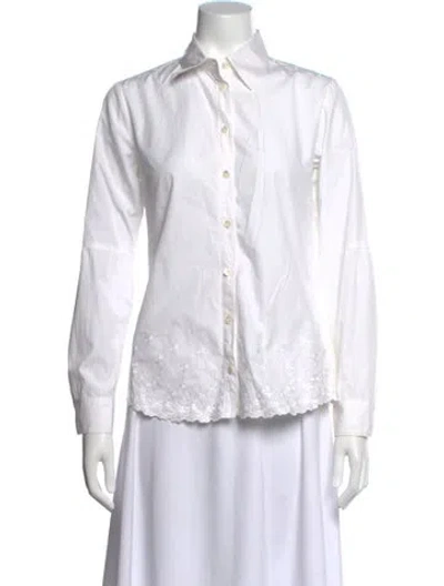 Pre-owned Bogner Long Sleeve Button-up Top In White