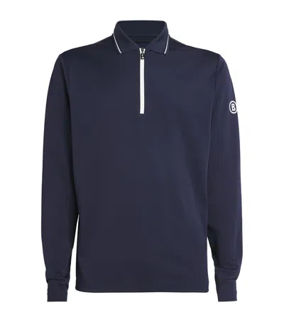 Bogner Long-sleeve Zip-up Polo Shirt In Navy
