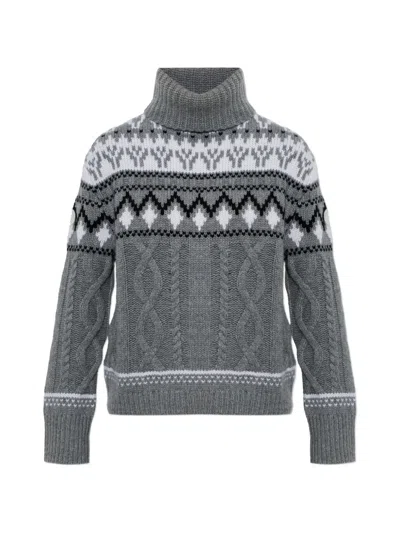 Bogner Lorely Cable-knit Fair Isle Sweater In Gray