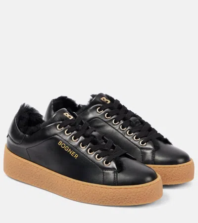 Bogner Lucerne Shearling-lined Leather Sneakers In Black