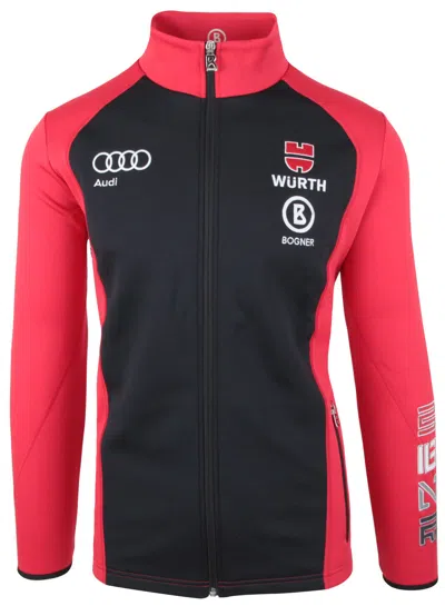 Pre-owned Bogner Men's Ski Team Germany Functional Shirt Sweatshirt Jacket Full Zip Size L In Red