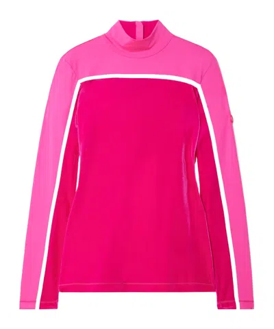 Bogner Milu Stretch-velour And Shell Turtleneck Top In Pink