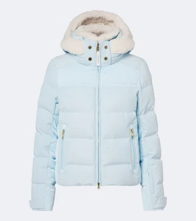 Bogner Minud Shearling-trimmed Down Ski Jacket In Blue