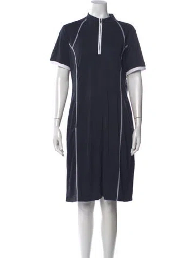 Pre-owned Bogner Mock Neck Knee-length Dress In Blue