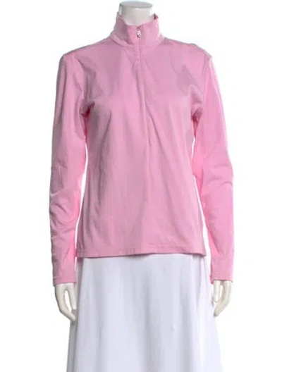 Pre-owned Bogner Mock Neck Long Sleeve Blouse In Pink