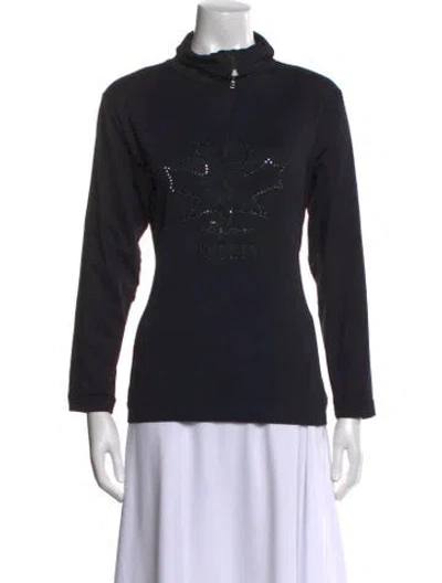 Pre-owned Bogner Mock Neck Long Sleeve Sweatshirt In Black