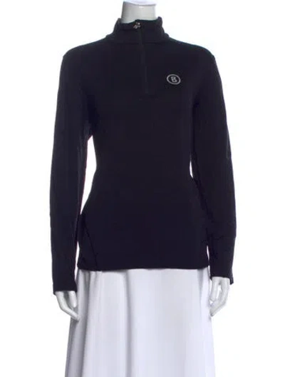 Pre-owned Bogner Mock Neck Long Sleeve Top In Black