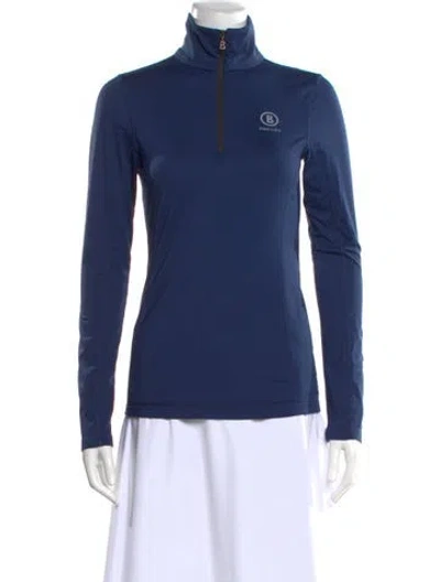 Pre-owned Bogner Mock Neck Long Sleeve Top In Blue