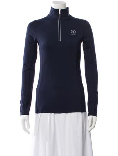 Pre-owned Bogner Mock Neck Long Sleeve Top In Blue