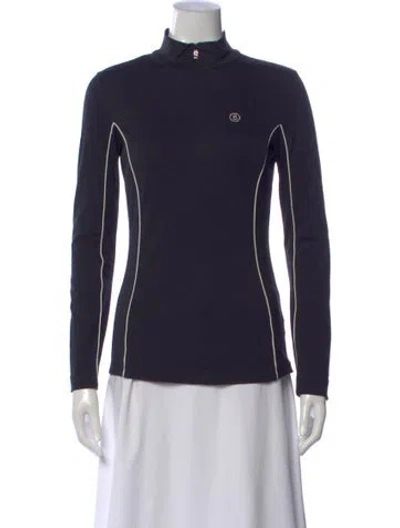 Pre-owned Bogner Mock Neck Long Sleeve Top In Blue