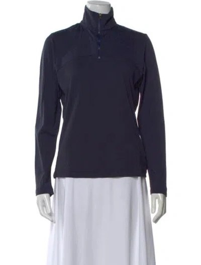 Pre-owned Bogner Mock Neck Long Sleeve Top In Blue