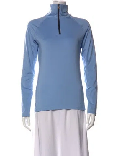Pre-owned Bogner Mock Neck Long Sleeve Top In Blue