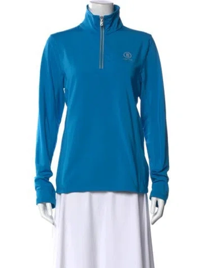 Pre-owned Bogner Mock Neck Long Sleeve Top In Blue