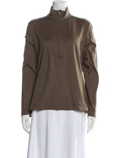 Pre-owned Bogner Mock Neck Long Sleeve Top In Green