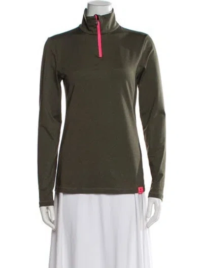 Pre-owned Bogner Mock Neck Long Sleeve Top In Green