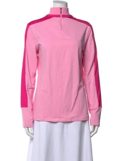 Pre-owned Bogner Mock Neck Long Sleeve Top In Pink
