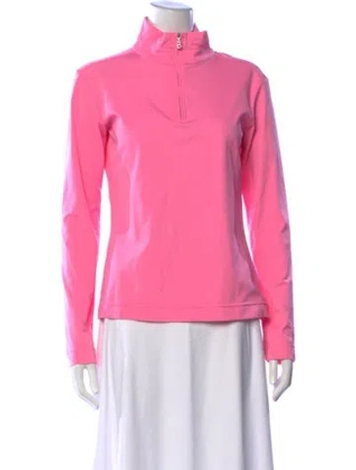 Pre-owned Bogner Mock Neck Long Sleeve Top In Pink