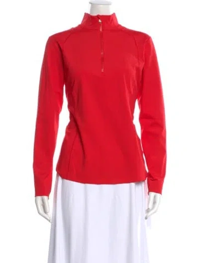 Pre-owned Bogner Mock Neck Long Sleeve Top In Red