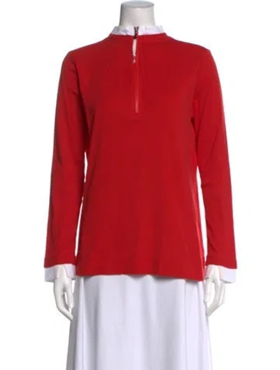 Pre-owned Bogner Mock Neck Long Sleeve Top In Red