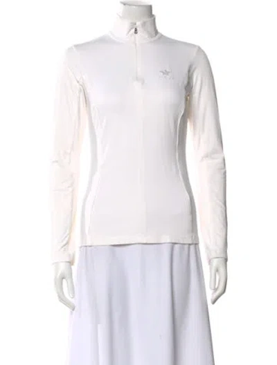 Pre-owned Bogner Mock Neck Long Sleeve Top In White