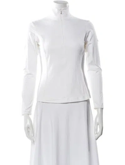 Pre-owned Bogner Mock Neck Long Sleeve Top In White