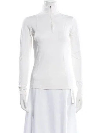 Pre-owned Bogner Mock Neck Long Sleeve Top In White