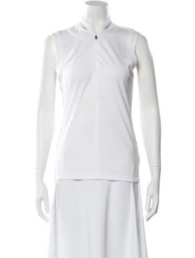 Pre-owned Bogner Mock Neck Sleeveless Top In White