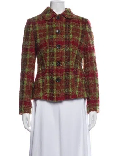 Pre-owned Bogner Mohair Plaid Print Jacket In Multicolor