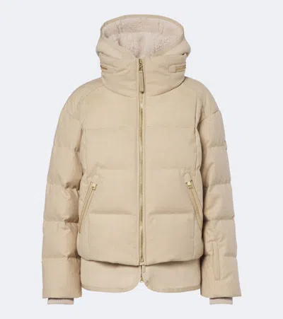 Bogner Mojald Suede-trimmed Down Ski Jacket In Neutral