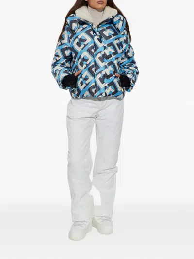 Bogner Naia Monogram-print Ski Puffer Jacket In Blue