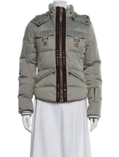 Pre-owned Bogner Nylon Colorblock Pattern Down Jacket In Gray