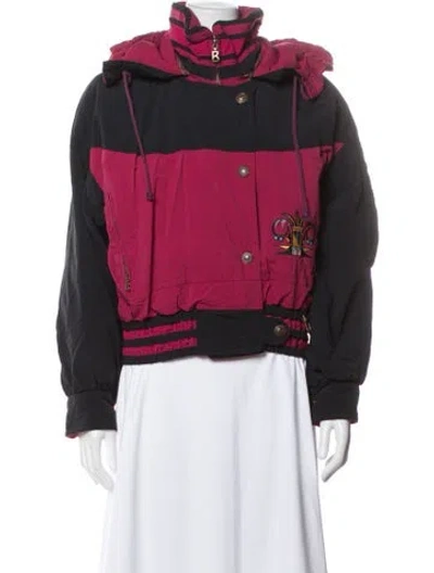 Pre-owned Bogner Nylon Colorblock Pattern Down Jacket In Red