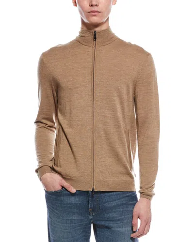 Bogner Oscar Wool Mock Neck Cardigan In Brown