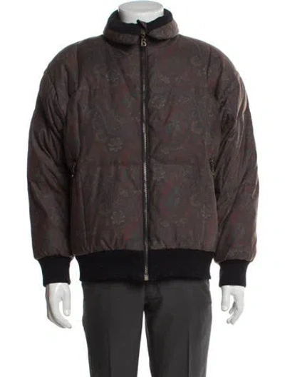 Pre-owned Bogner Paisley Print Bomber Jacket In Brown