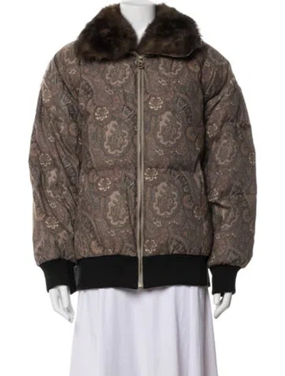 Pre-owned Bogner Paisley Print Bomber Jacket In Brown