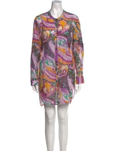 Pre-owned Bogner Paisley Print Mini Dress In Purple