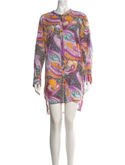 Pre-owned Bogner Paisley Print Mini Dress In Purple
