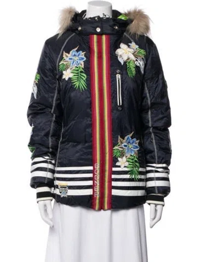 Pre-owned Bogner Patterned Down Jacket In Blue