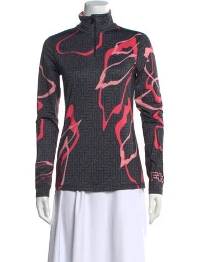 Pre-owned Bogner Patterned Mock Neck Top In Multi