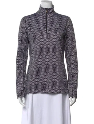 Pre-owned Bogner Patterned Mock Neck Top In Multicolor